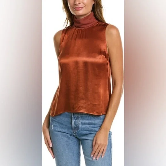Nation LTD | Sleeveless Mock Top in Rust Size M - Picture 2 of 6